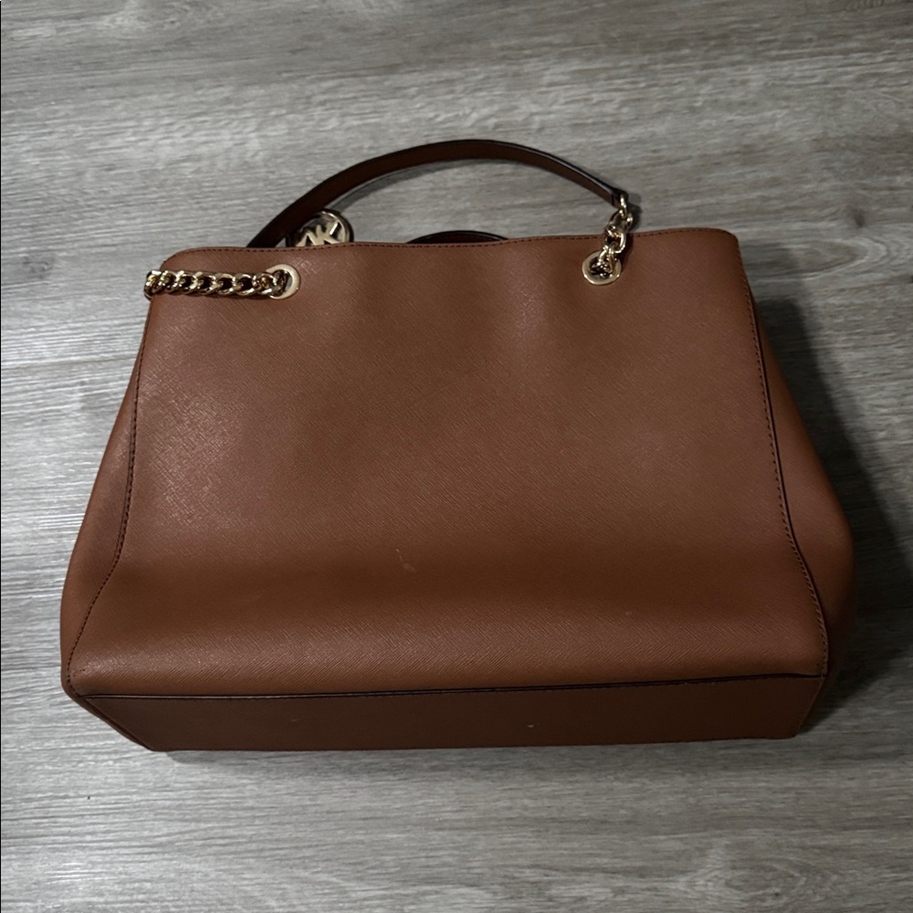 Michael Kors Susannah Large Leather Tote Bag — Luggage Brown - Picture 4 of 14